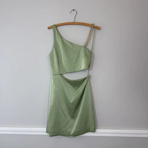 NWT Alice + Olivia Revolve Women's Green One-Shoulder Cutout Karoline Dress 2 - Picture 6 of 15